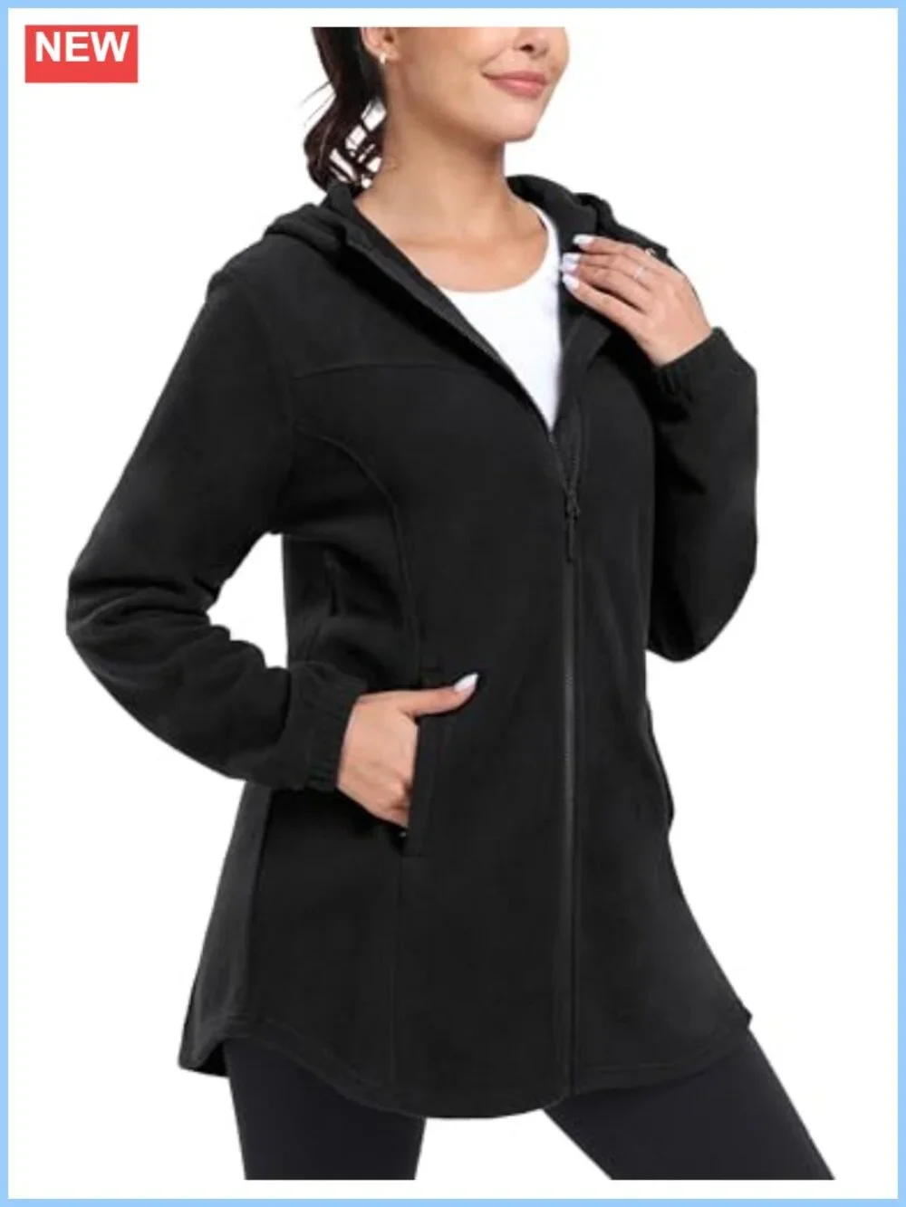 Women's Fleece Jacket Full Zip Hooded Long Thermal